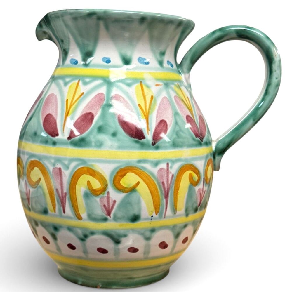 Ceramica Artistica S. Falcone Hand Painted Ceramic Pottery Pitcher Made In Italy